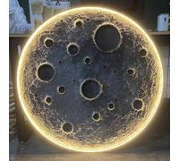 BLCKTIGR Arte a Parete Luna 3D con Luce LED, Applique da Parete Luna Rotonda Dimmerabile 3 modalità di Colore per Soggiorno Camera da Letto(80cm/31.50in)