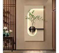 BLCKTIGR Arte da Parete 3D a LED di Lusso, Decorazione murale con Verde, Vaso con riserva d'Acqua e retroilluminazione a LED - Applique da Parete Minimalista per l'arredo(B,90 * 160cm/35.4 * 63.0in)