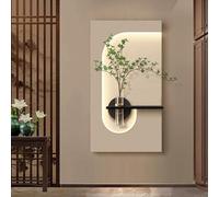 BLCKTIGR Arte da Parete 3D a LED di Lusso, Decorazione murale con Verde, Vaso con riserva d'Acqua e retroilluminazione a LED - Applique da Parete Minimalista per l'arredo(C,50 * 90cm/19.69 * 35.43in)
