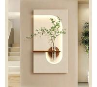 BLCKTIGR Arte da Parete 3D a LED di Lusso, Decorazione murale con Verde, Vaso con riserva d'Acqua e retroilluminazione a LED - Applique da Parete Minimalista per l'arredo(C,50 * 90cm/19.7 * 35.4in)