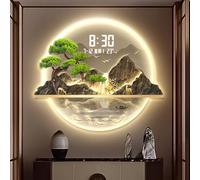 BLCKTIGR Arte da Parete 3D LED, murale Moderna con Grandi sculture murali Luminose a LED per Soggiorno Camera, Cervo Montagna Orologio & Temperatura(D,70 * 80cm/27.56 * 31.5in)