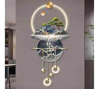 BLCKTIGR Decorazione murale LED 3D di Lusso - Arte da Parete con Paesaggio Montano e Cervo e Illuminazione LED - Applique Minimalista Decorativa(C,70 * 156cm/27.56 * 61.42in)
