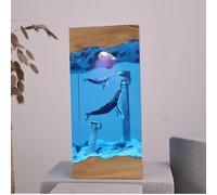 BLCKTIGR Lampada in Resina oceanica Artigianale con Coppia Sub e squalo Balena, Luce Notturna LED USB Diorama subacqueo, Decorazione per Amanti del Mare(W)
