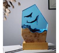 BLCKTIGR Lampada in Resina oceanica Artigianale con Coppia Sub e squalo Balena, Luce Notturna LED USB Diorama subacqueo, Decorazione per Amanti del Mare(K1)