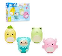 BLDR Squishmallows - Confezione da 4 figure costruibili (0140) - Include 103 figure Squishmallows costruibili Archie, Joelle, Maui e Wendy (esclusiva Amazon)