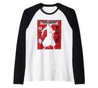 Bleach Ichigo Kurosaki Hollow Mask Collage Red Kanji Anime Maglia con Maniche Raglan