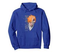 Bleach Ichigo Transform Splatter Pattern Anime Felpa con Cappuccio, Unisex per Adulti, Blu Reale, L