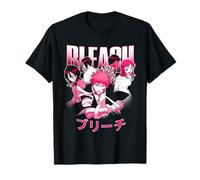 Bleach Pink Cast Photo with Kanji Logo Anime Maglietta