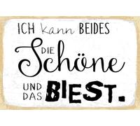 Blechschild 18x12 cm Ich kann beides die Schöne und das Biest