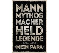 Blechschild 18x12 cm Mann Mythos Macher Held Mein Papa