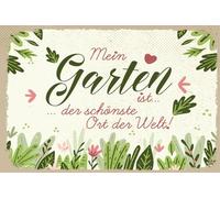 Blechschild 18x12 cm Mein Garten ist der schönste Ort de Welt