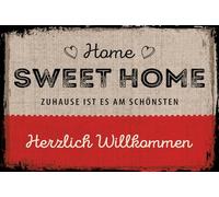 Blechschild 20x30 cm home sweet Home Herzlich Willkommen