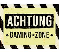 Blechschild 30x40 cm Achtung gaming zone Deko Schild