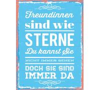 Blechschild 30x40 cm Freundinnen sind wie Sterne blaues Deko Schild