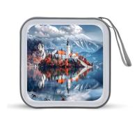 Bled con lago, isola, castello e montagne, porta CD portatile 40 capacità DVD portafoglio organizer per auto viaggi, Stile:, Taglia unica