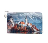 Bled con lago, isola, castello e montagne, portamonete alla moda, borsa per il trucco da uomo e donna, stile: taglia unica, borsa portamonete, Stile:, taglia unica, Sacchetto portamonete