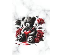 Bleeding Heart Bear Goth Marble Journal, 150 pages: Lined Notebook for Notes, Ideas, and Creativity