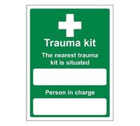 Bleedsave Cartello di sicurezza autoadesivo in vinile con scritta in inglese "The Nearest Trauma Kit Is Situated - Ritratto 200 x 300 mm