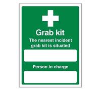 Bleedsave Cartello di sicurezza in plastica rigida con scritta in inglese "The Nearest Incident Grab Kit Is Situat", formato verticale, 200 x 300 mm