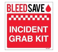 Bleedsave Incident Grab Kit - quadrato 200 x 200 mm - Glow in the Dark autoadesivo vinile cartello di sicurezza
