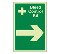 Bleedsave Kit di controllo spurgo freccia destra 200 x 300 mm - Glow in the Dark vinile autoadesivo cartello di sicurezza