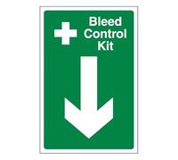 Bleedsave Kit di controllo spurgo freccia giù 300 x 400 mm - autoadesivo vinile segnale di sicurezza