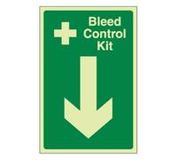 Bleedsave Kit di controllo spurgo freccia giù 300 x 400 mm - Glow in the Dark vinile autoadesivo cartello di sicurezza