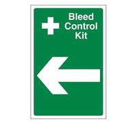 Bleedsave Kit di controllo spurgo freccia sinistra 200 x 300 mm - 2 mm cartello di sicurezza in plastica rigida
