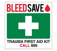 Bleedsave Segnale di sicurezza in alluminio spazzolato composito con scritta "Trauma First Aid Kit", Call 999, quadrato, 200 x 200 mm, 3 mm