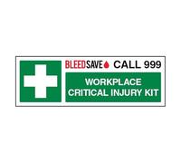 Bleedsave Workplace Critical Injury Kit - Call 999 - Segnale di sicurezza in plastica rigida, 450 x 150 mm, 2 mm