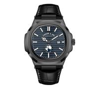 Blekon Collections Orologio al quarzo da uomo, 44 mm, comodo silicone, cinturino in pelle, lancette e numeri luminosi, display della data di facile lettura, elegante quadrante rotondo, perfetto per