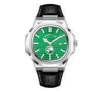 Blekon Collections Orologio al quarzo da uomo, 44 mm, comodo silicone, cinturino in pelle, lancette e numeri luminosi, display della data di facile lettura, elegante quadrante rotondo, perfetto per