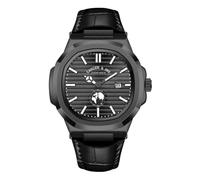 Blekon Collections Orologio al quarzo da uomo, 44 mm, comodo silicone, cinturino in pelle, lancette e numeri luminosi, display della data di facile lettura, elegante quadrante rotondo, perfetto per