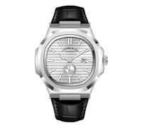 Blekon Collections Orologio al quarzo da uomo, 44 mm, comodo silicone, cinturino in pelle, lancette e numeri luminosi, display della data di facile lettura, elegante quadrante rotondo, perfetto per