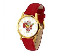Blekon Collections Orologio da donna al quarzo, cassa 36 mm, cinturino in pelle a tema natalizio in due pezzi, Oro/Babbo Natale, casual, classico, elegante, da donna, unico
