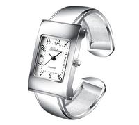 Blekon Collections - Orologio da donna al quarzo, con cassa rettangolare da 24 mm, Argento