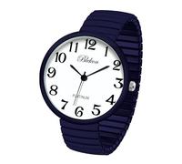 Blekon Collections - Orologio da polso alla moda, con cinturino elastico e movimento giapponese PC21J Grande faccia Medium Blu navy.