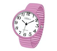 Blekon Collections - Orologio da polso alla moda, con cinturino elastico e movimento giapponese PC21J Grande faccia Medium Rosa confetto
