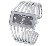 Blekon Collections - Orologio da polso da donna, rettangolare, analogico, al quarzo, robusto ed elegante, con cinturino semi-rigido, nero/argento