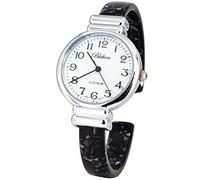 Blekon Collections - Orologio da polso da donna, rotondo, ovale, rettangolare, in acrilico, con motivo tartarugato, Argento/Bianco/NeroPerla/Rotondo