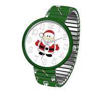 Blekon Orologio da donna a tema natalizio, grande 38 mm, con cinturino elasticizzato bianco, Albero, Medium, Casual, Classico, Elegante, Donna, Unico