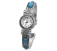 Blekon Orologio da donna con borchie di pietra, cassa da 22 mm, movimento al quarzo giapponese e grande braccialetto rigido, si adatta perfettamente a polsi da 17,8 a 20,3 cm, TURQ, giapponese