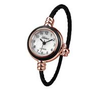 Blekon Orologio da polso analogico rotondo con numeri arabi, cassa da 23 mm, elegante cinturino in metallo, Oro rosa/Nero, Moderno