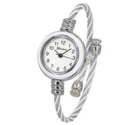 Blekon Orologio da polso analogico rotondo con numeri arabi, cassa da 23 mm, elegante cinturino in metallo, Argento/Bianco 2, casual, classico, elegante, da donna, unico