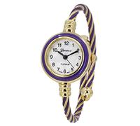 Blekon Orologio da polso da donna, rotondo, analogico, con numeri arabi, cassa da 23 mm, elegante cinturino in metallo, Oro/Viola, casual, classico, elegante, da donna, unico