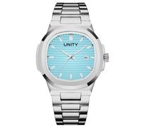 Blekon Orologio da polso da uomo di lusso, classico, quadrante quadrato, analogico, al quarzo, con data, lancette e indici luminosi, orologio da lavoro e casual, Acqua/Argento, Orologio alla moda da
