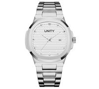 Blekon Orologio da polso da uomo di lusso, classico, quadrante quadrato, analogico, al quarzo, con data, lancette e indici luminosi, orologio da lavoro e casual, bianco/argento, Orologio alla moda da