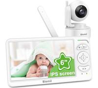 Blemil Baby Monitor con fotocamera e audio, 6 '' IPS Schermo Baby Camera Monitor No WiFi, 30 ore di batteria, ECO, visione notturna, 2-Way Talk, Travel Video Baby Monitor portatile