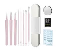 Blemish Remover -Pimple Extractor Kit | Extractor Kit, 8 pezzi Stainless Steel Blackhead Remover Tools with Cotton Pads, Magnifier & Pimple Patch, Professional Face Cleaner for Women, Men, Teens, Tr