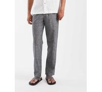BLEND - Pantaloni regular fit in misto cotone e lino neri con coulisse in vita-Nero W31-32